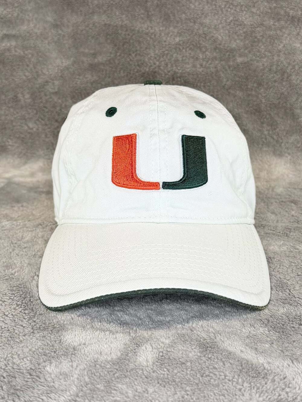 The Game Miami Hurricanes Adjustable Hat White Green Dad Cap NCAA